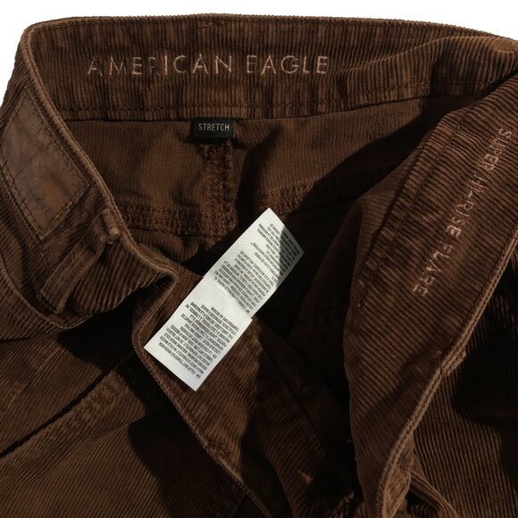 American Eagle Outfitters Pants Womens 8 Brown Corduroy Super Hi-Rise Flare - Picture 12 of 12
